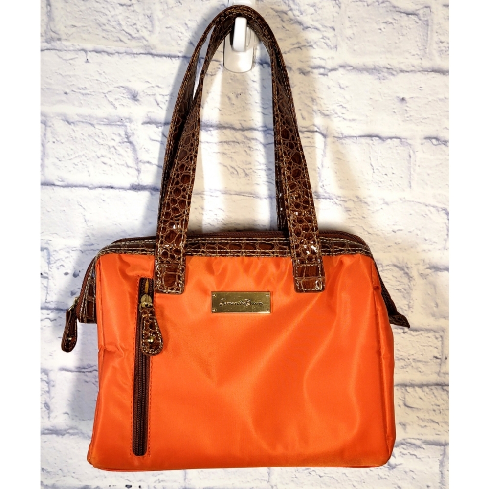 Samantha Brown Handbag Purse Cooler Lunch Bag Brown Orange Insulated Medium